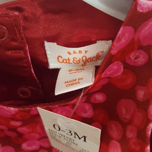 Cat & Jack Pink Red Dress and Faux Fur Vest - Picture 3 of 6